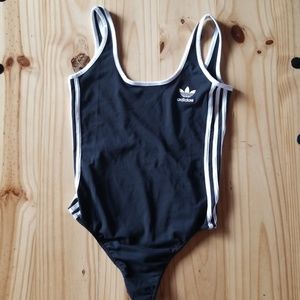 Adidas Black Stipes Bodysuit Top